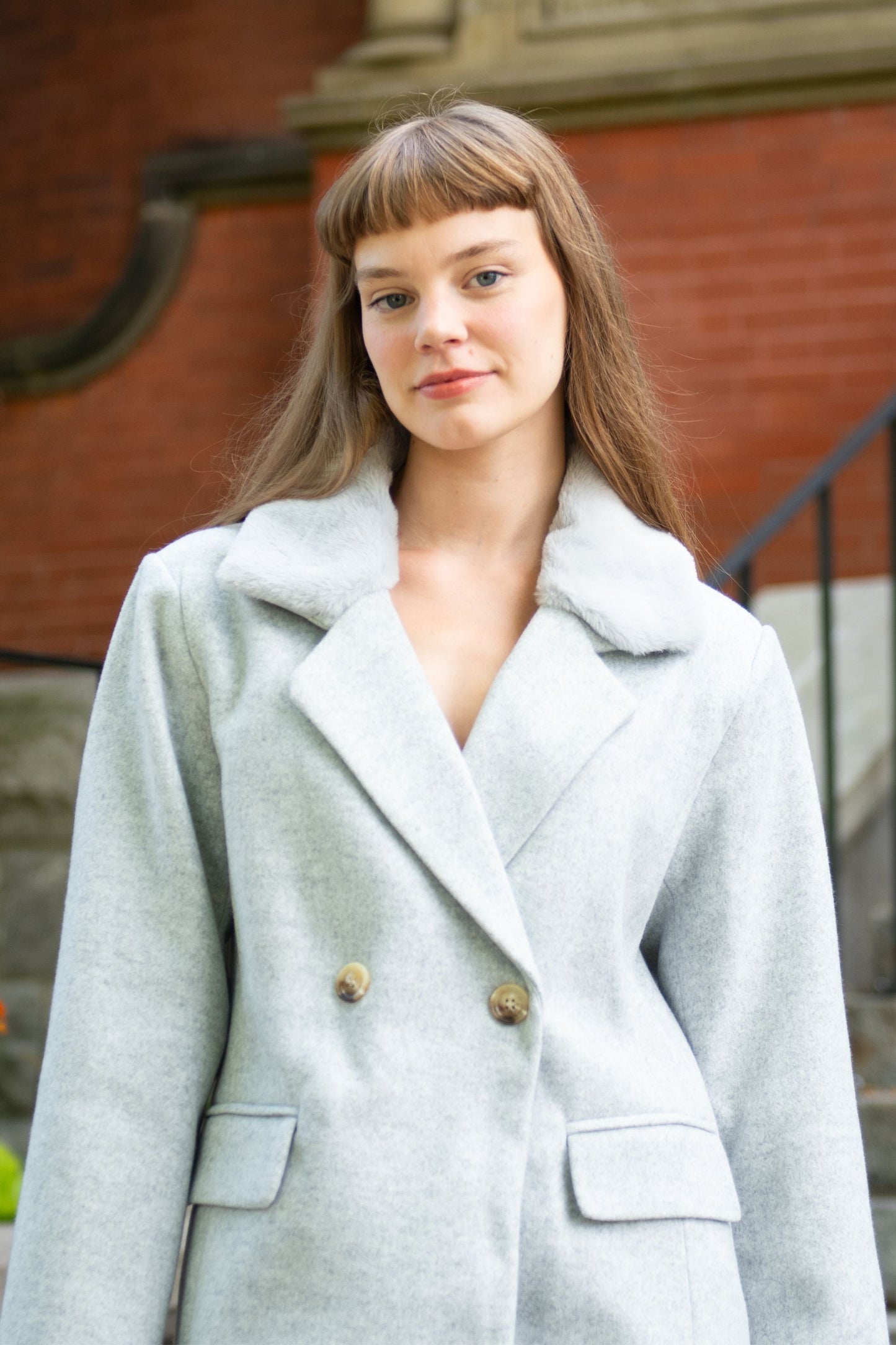 Freja Double Breasted Coat Notched Lapel Elegant Warm Chic - Velora Luxury Fashion