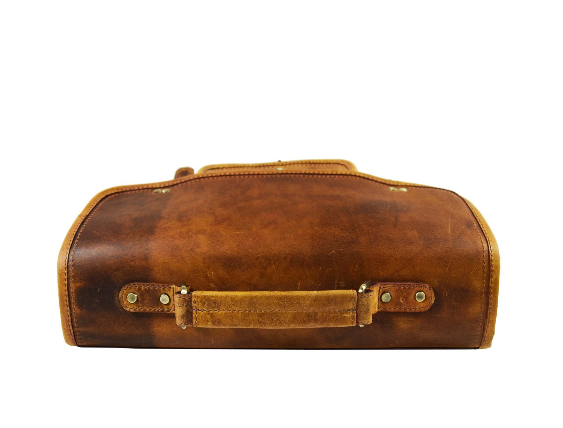 Fresno Leather Portfolio Bag - Caramel Brown - Velora Luxury Fashion