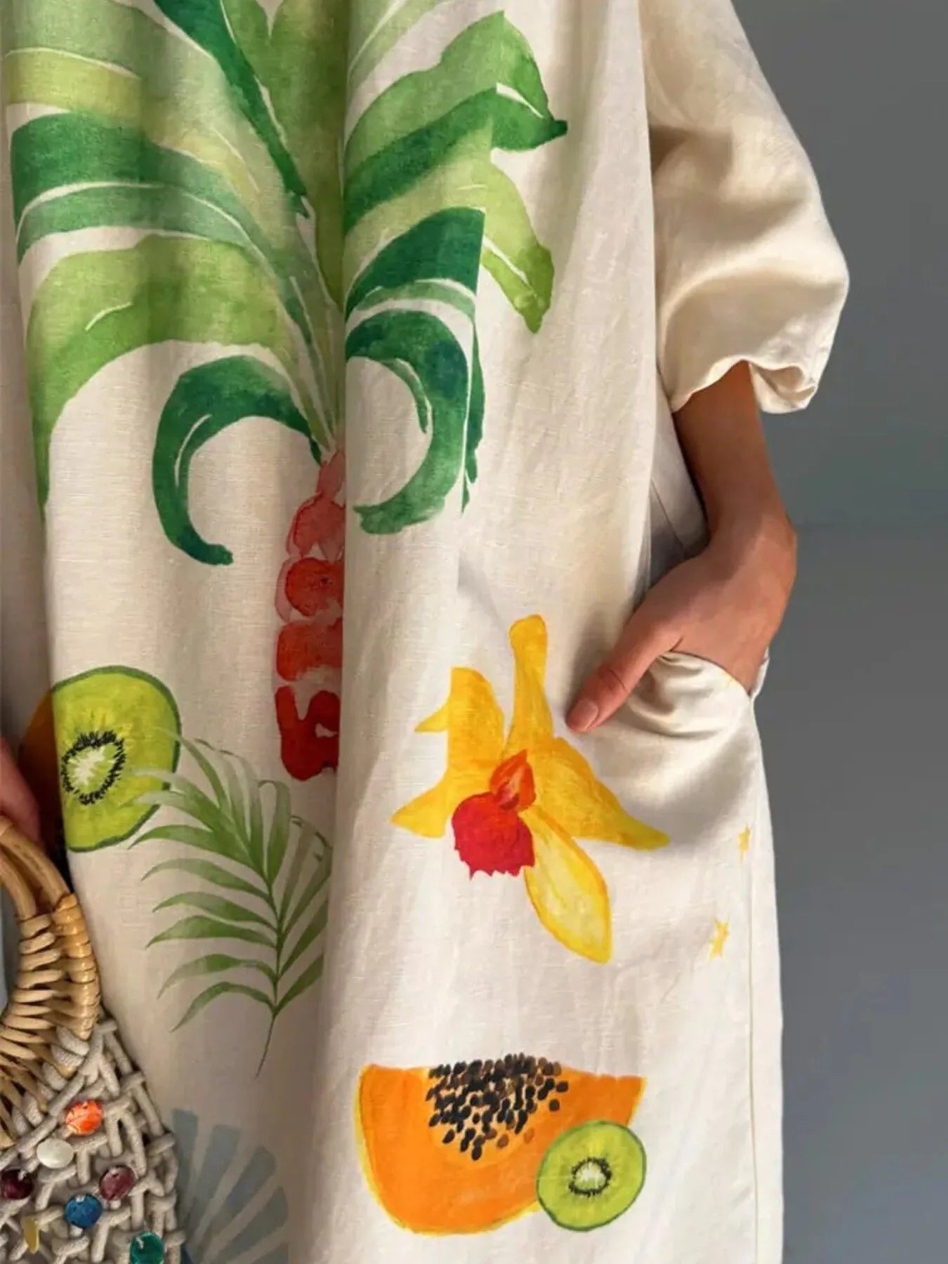 Frill Printed Off-Shoulder Dress - Velora Luxury Fashion