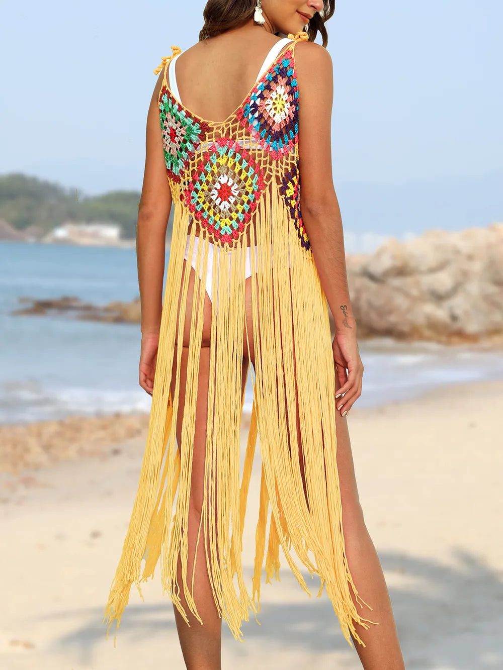 Fringe Spaghetti Strap Cover-Up - Velora Luxury Fashion
