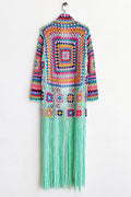 Fringe Tied Long Sleeve Cardigan - Velora Luxury Fashion