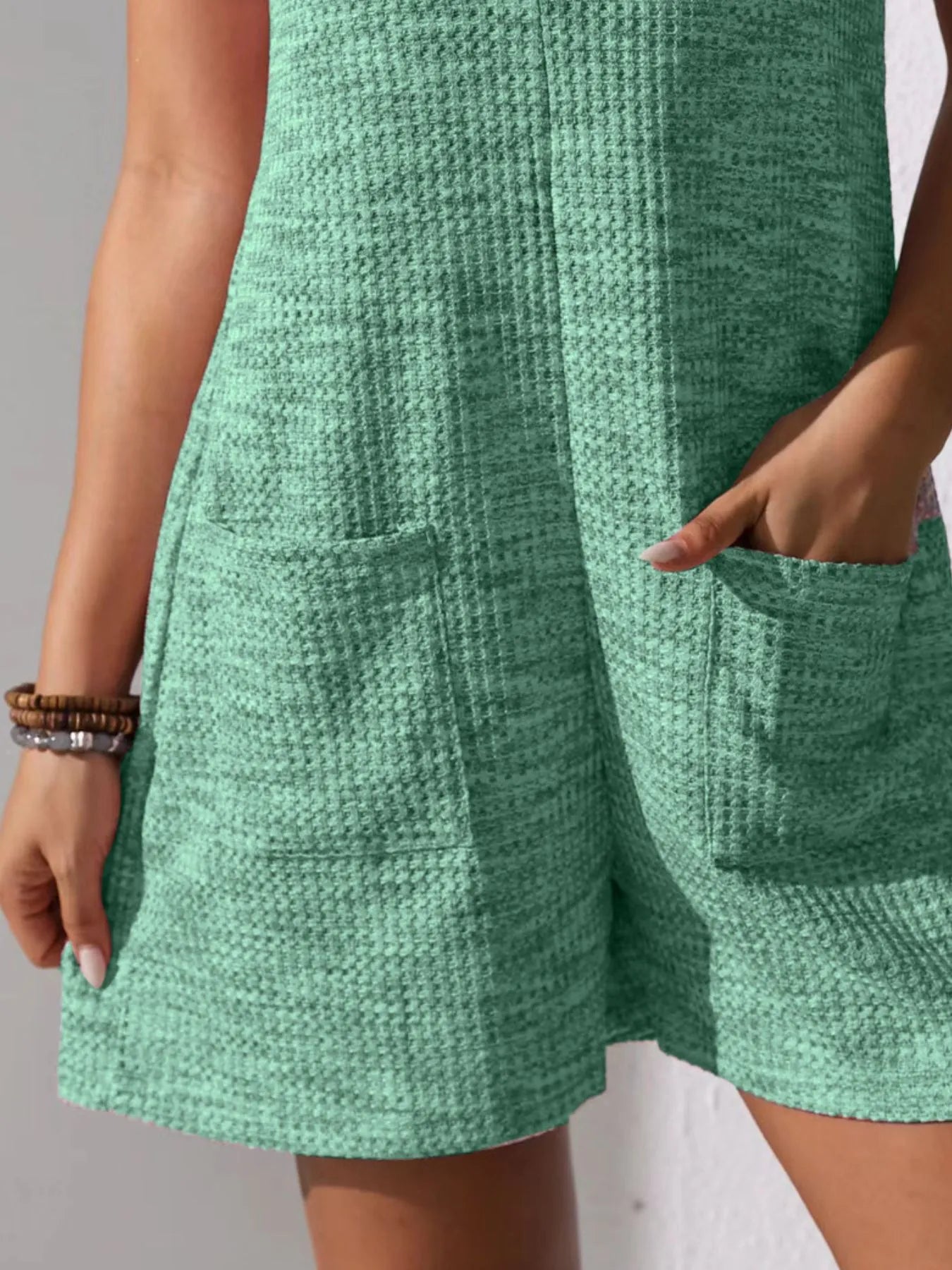 Full Size Button Front Romper with Pockets Plus Size - Velora Luxury Fashion