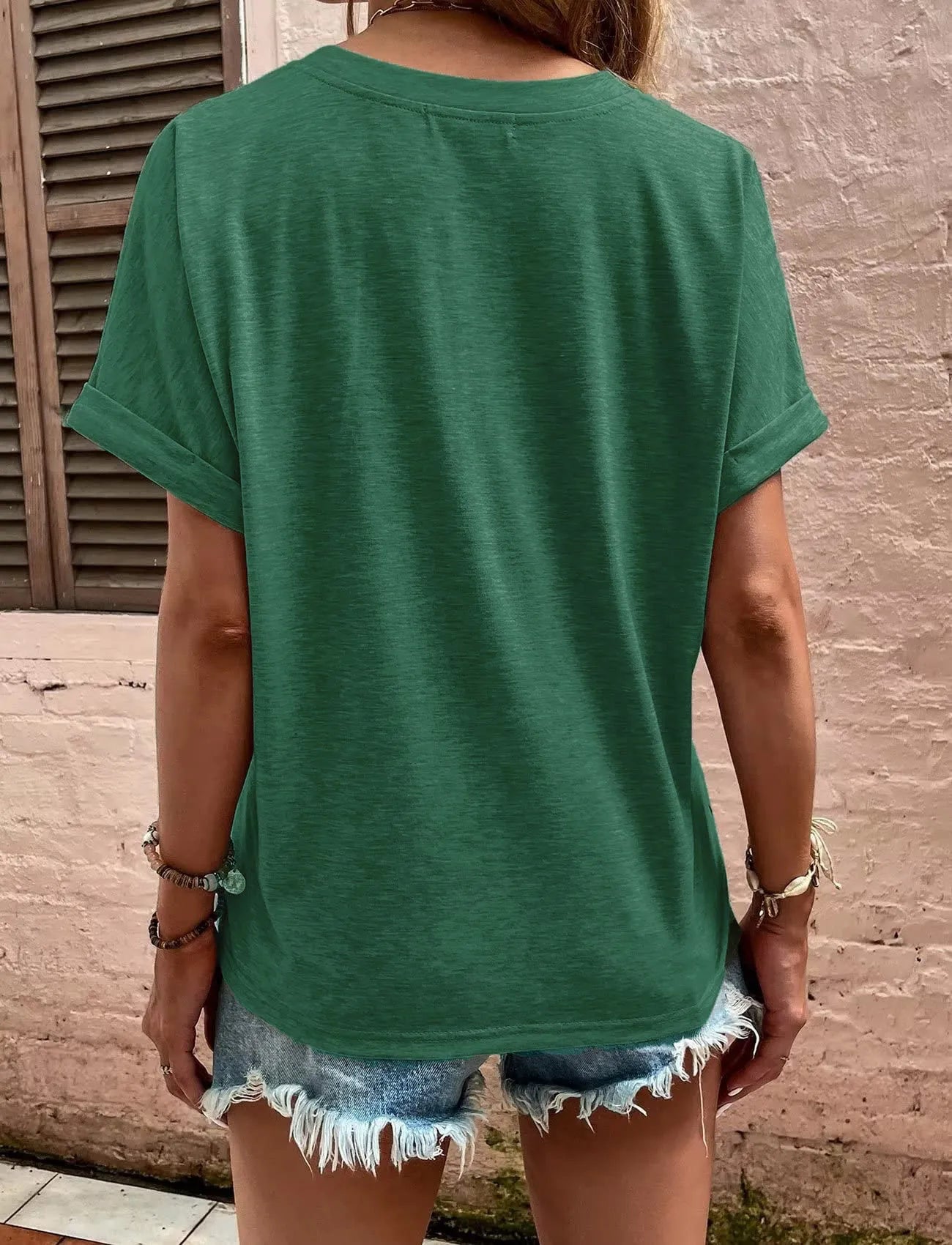 Full Size Casual Notched Short Sleeve Blouse Plus Size - Velora Luxury Fashion