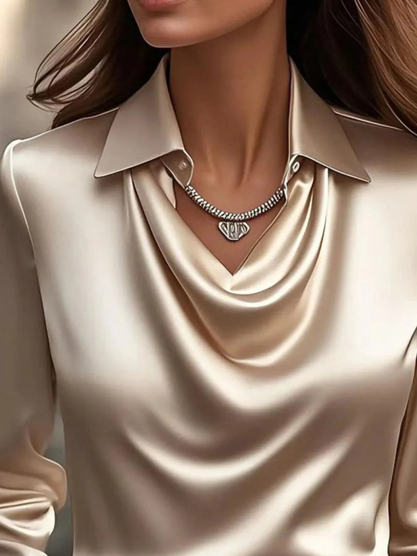 Full Size Collared Neck Long Sleeve Blouse Plus Size - Velora Luxury Fashion