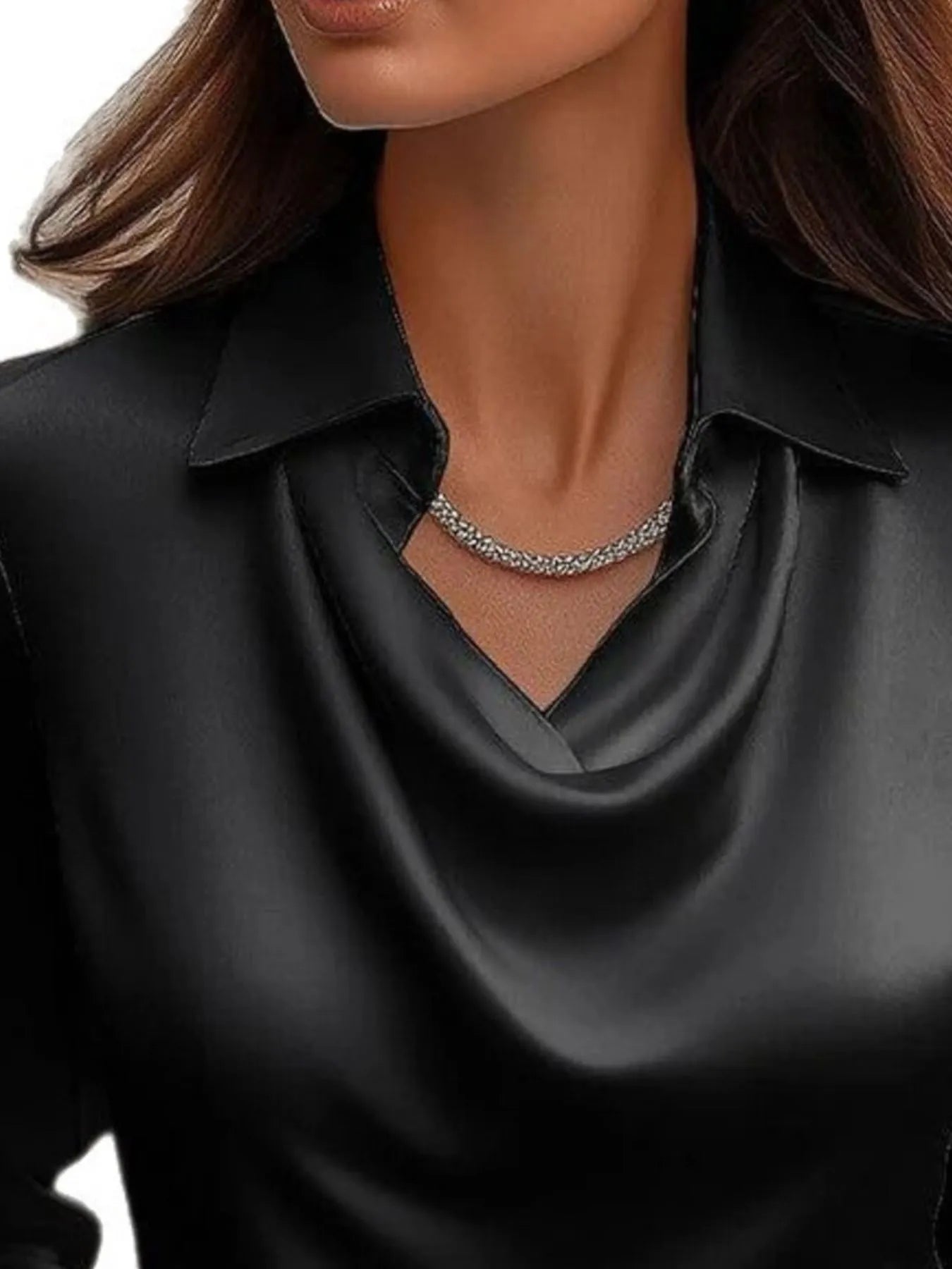 Full Size Collared Neck Long Sleeve Blouse Plus Size - Velora Luxury Fashion