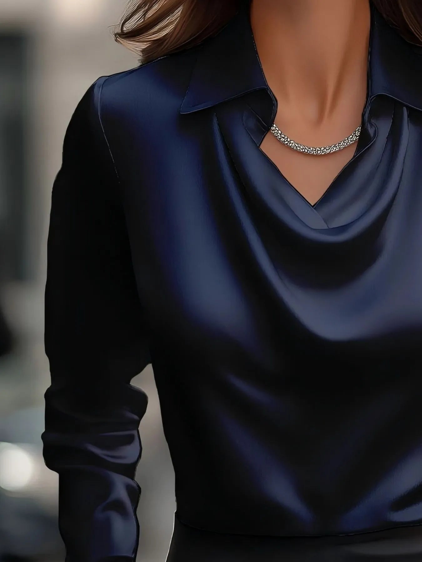 Full Size Collared Neck Long Sleeve Blouse Plus Size - Velora Luxury Fashion