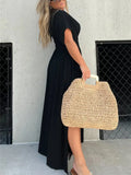 Full Size Deep V-Neck Maxi Dress with Side Slit Plus Size - Velora Luxury Fashion