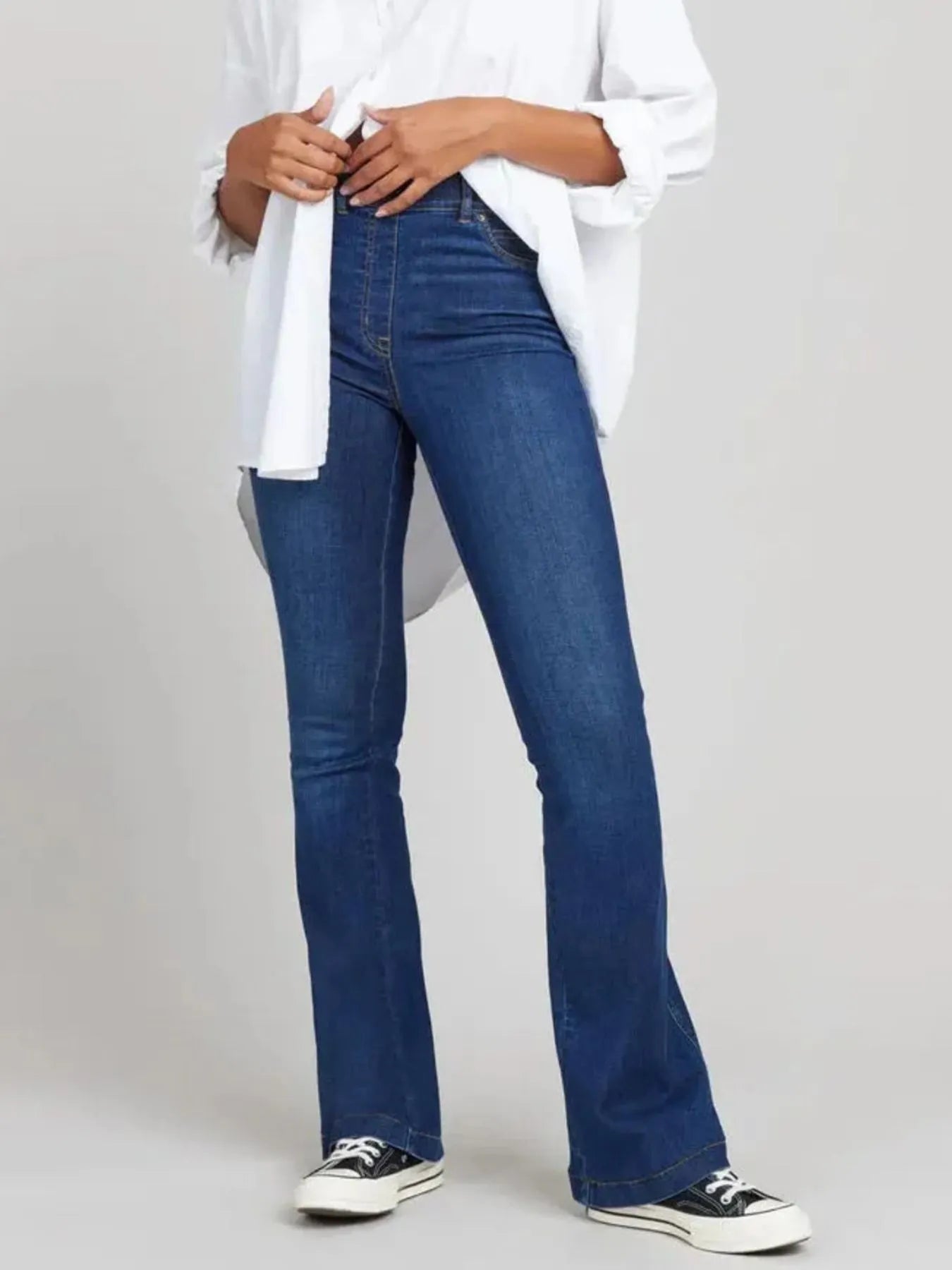 Full Size High-Waisted Flare Jeans Plus Size - Velora Luxury Fashion