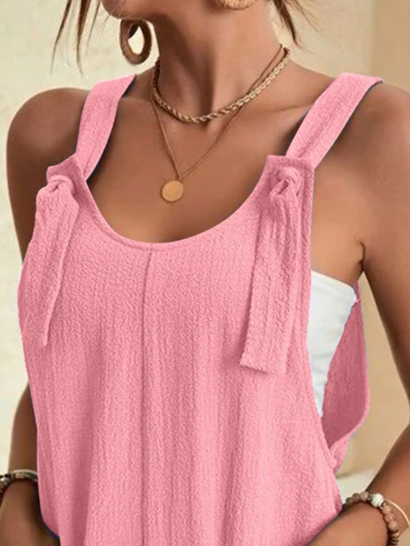 Full Size Knot Strap Romper with Pockets Plus Size - Velora Luxury Fashion