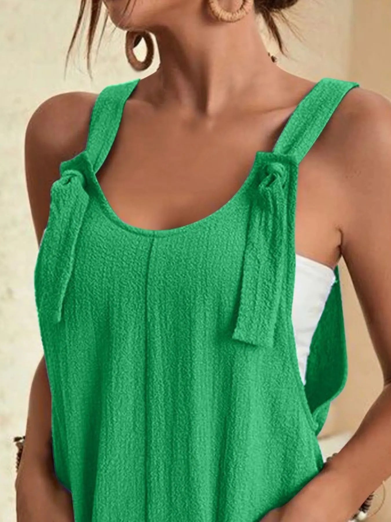 Full Size Knot Strap Romper with Pockets Plus Size - Velora Luxury Fashion