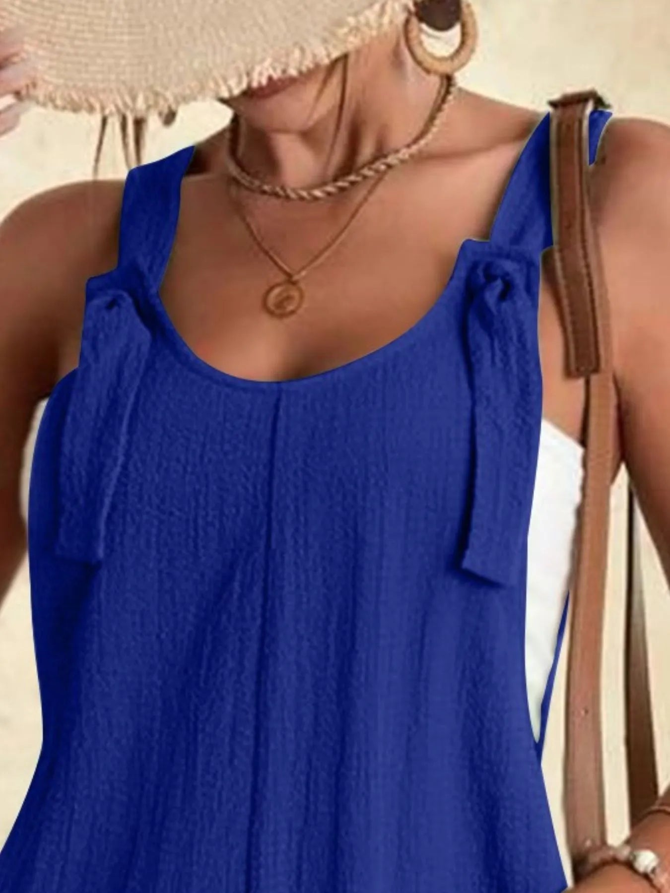 Full Size Knot Strap Romper with Pockets Plus Size - Velora Luxury Fashion