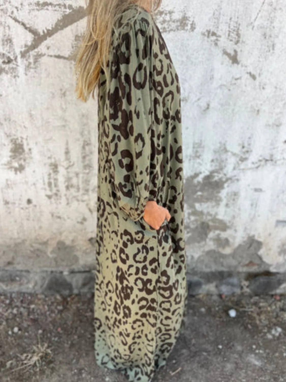 Full Size Printed V-Neck Dress with Pockets Plus Size - Velora Luxury Fashion