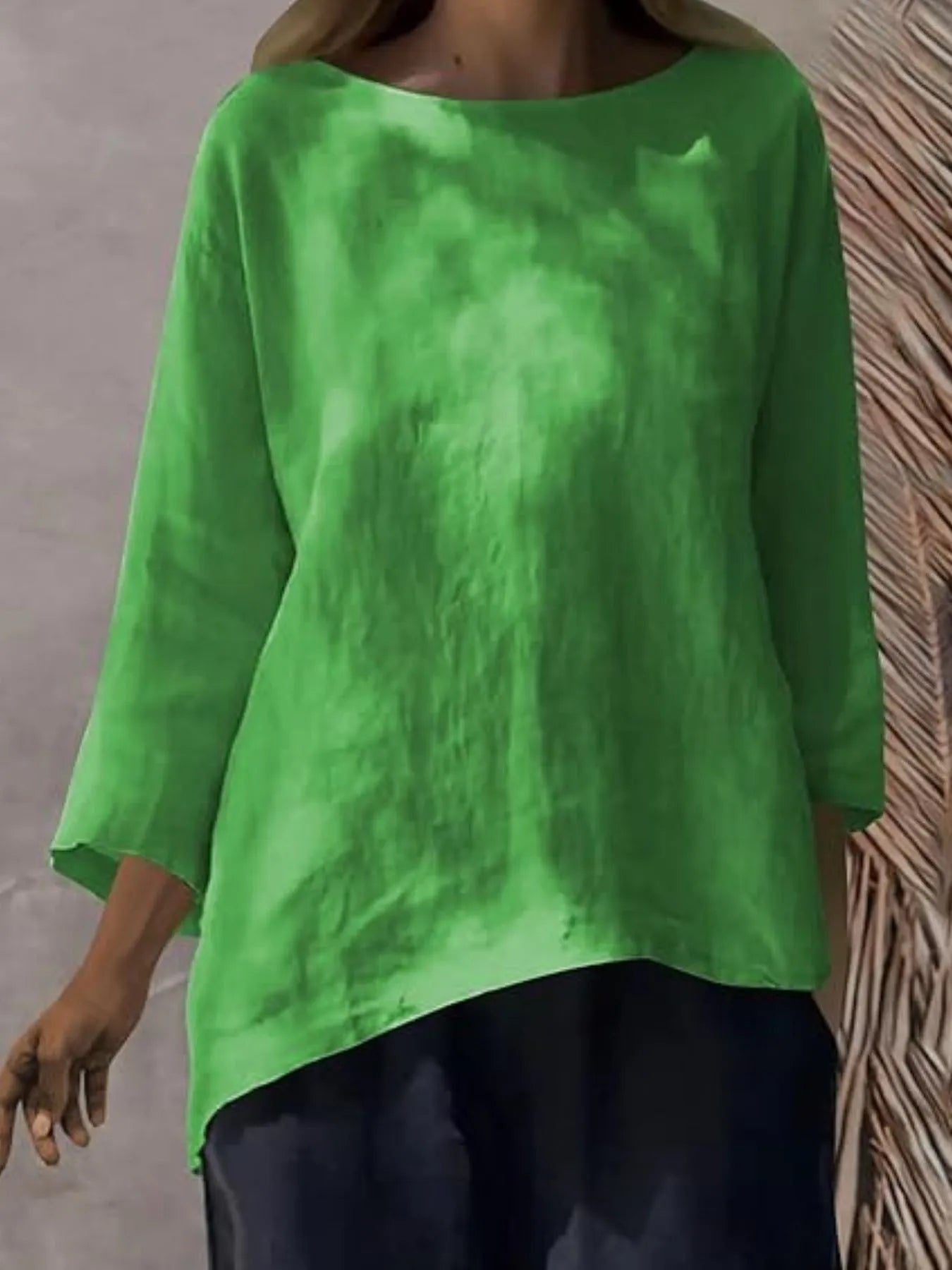 Full Size Round Neck Relaxed Fit Blouse Plus Size - Velora Luxury Fashion