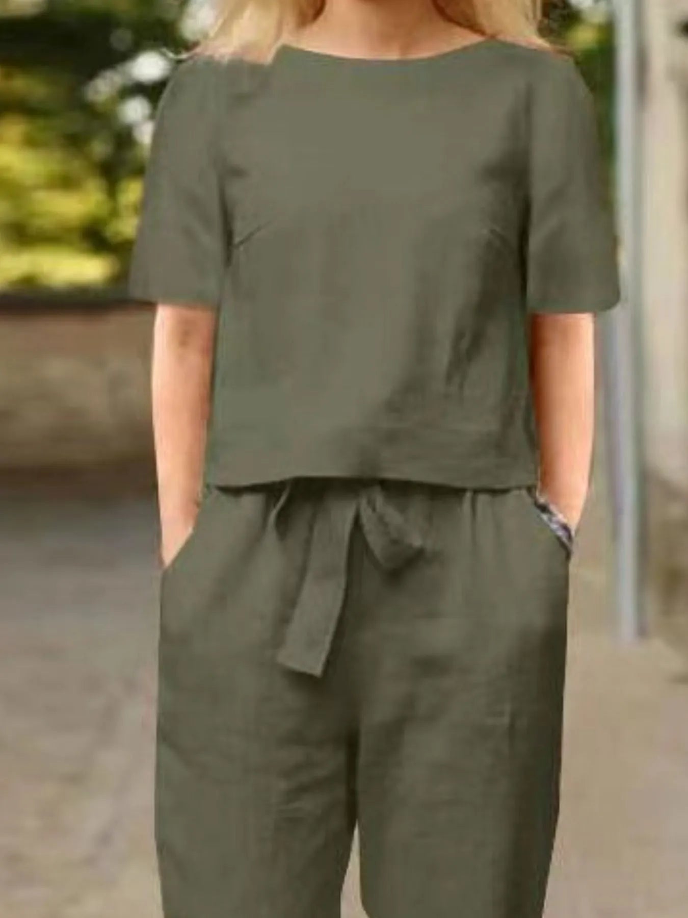 Full Size Round Neck Short Sleeve Top and Pants Set Plus Size - Velora Luxury Fashion