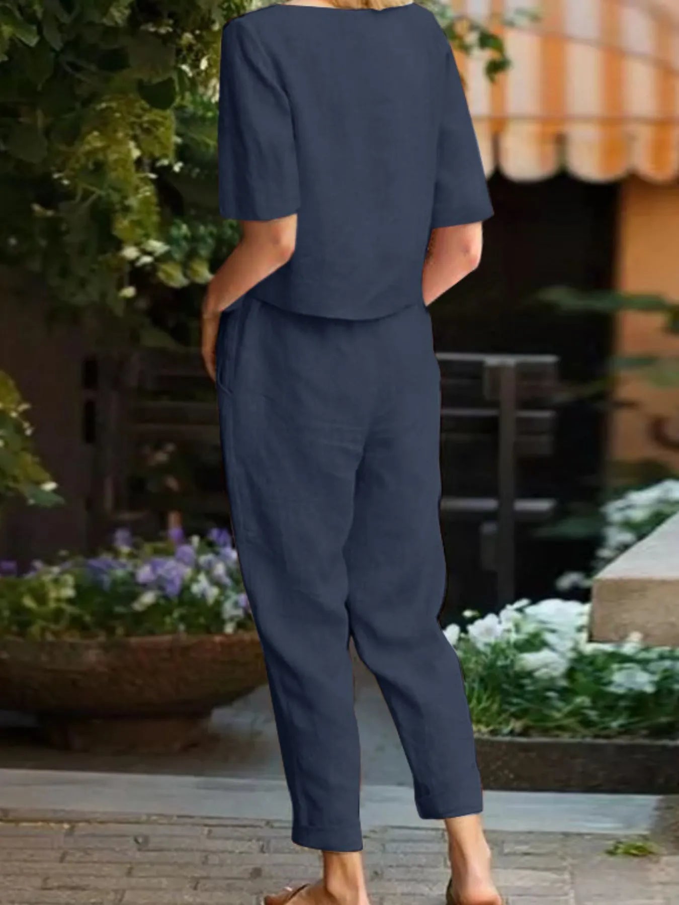 Full Size Round Neck Short Sleeve Top and Pants Set Plus Size - Velora Luxury Fashion