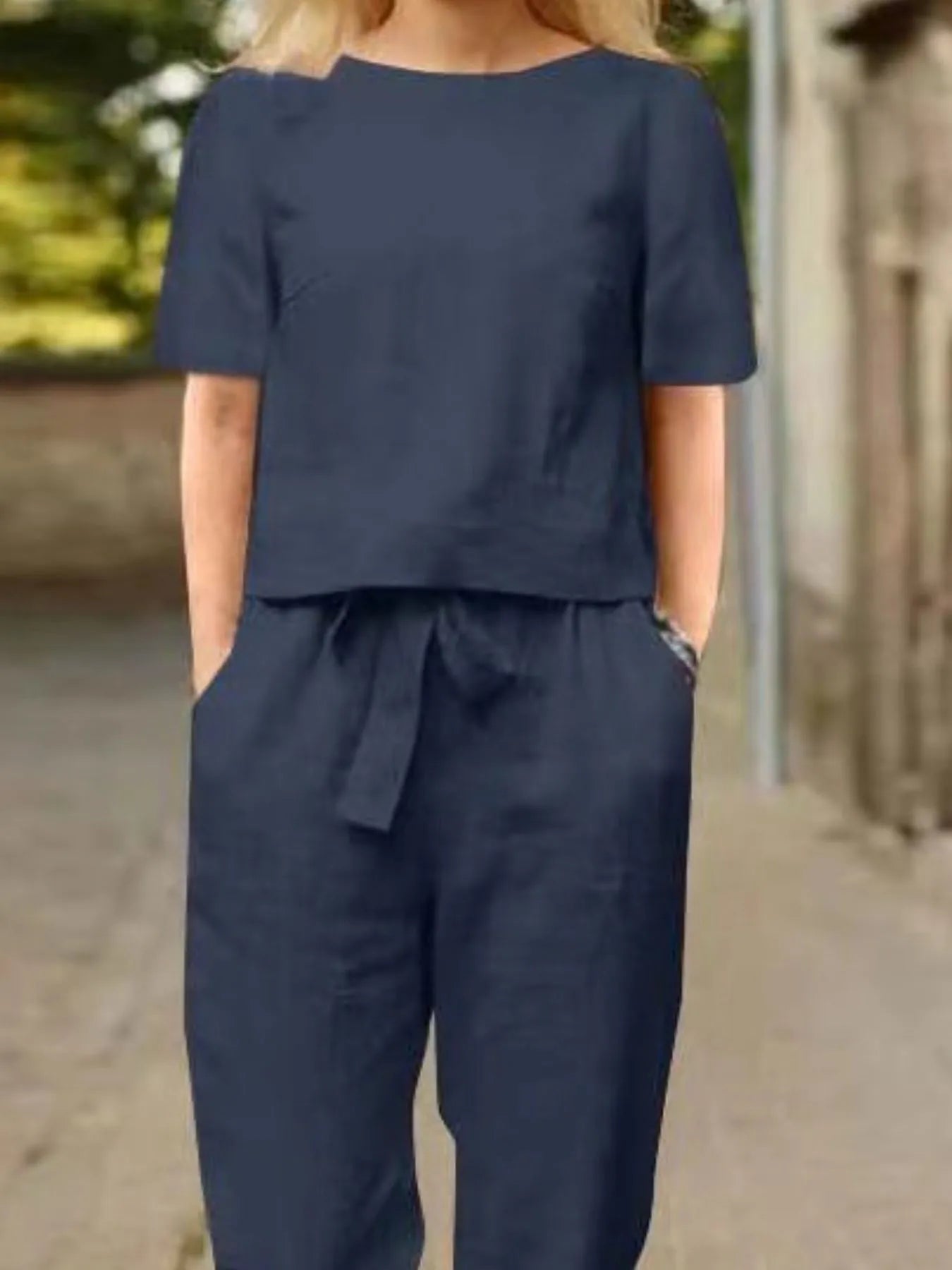 Full Size Round Neck Short Sleeve Top and Pants Set Plus Size - Velora Luxury Fashion