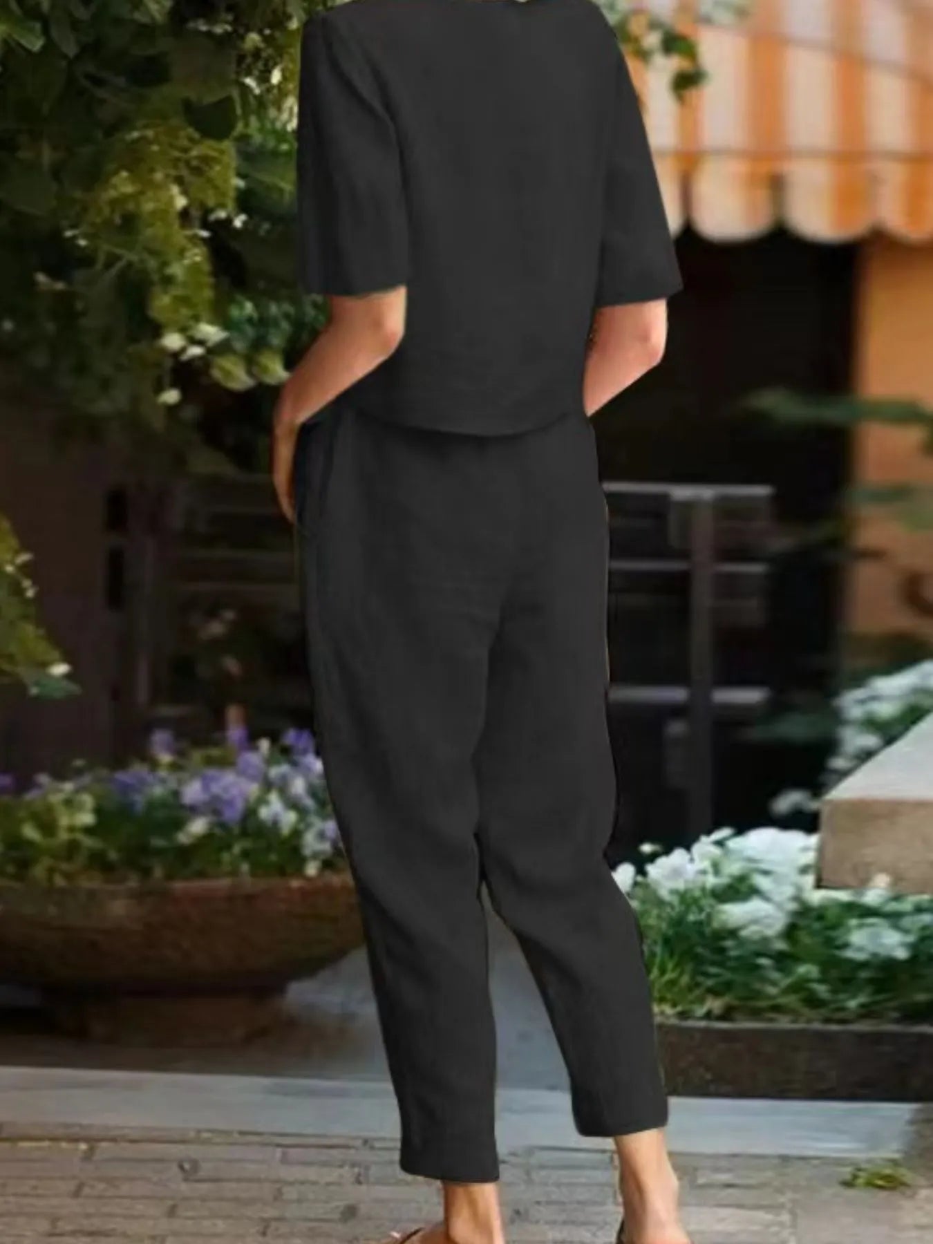 Full Size Round Neck Short Sleeve Top and Pants Set Plus Size - Velora Luxury Fashion