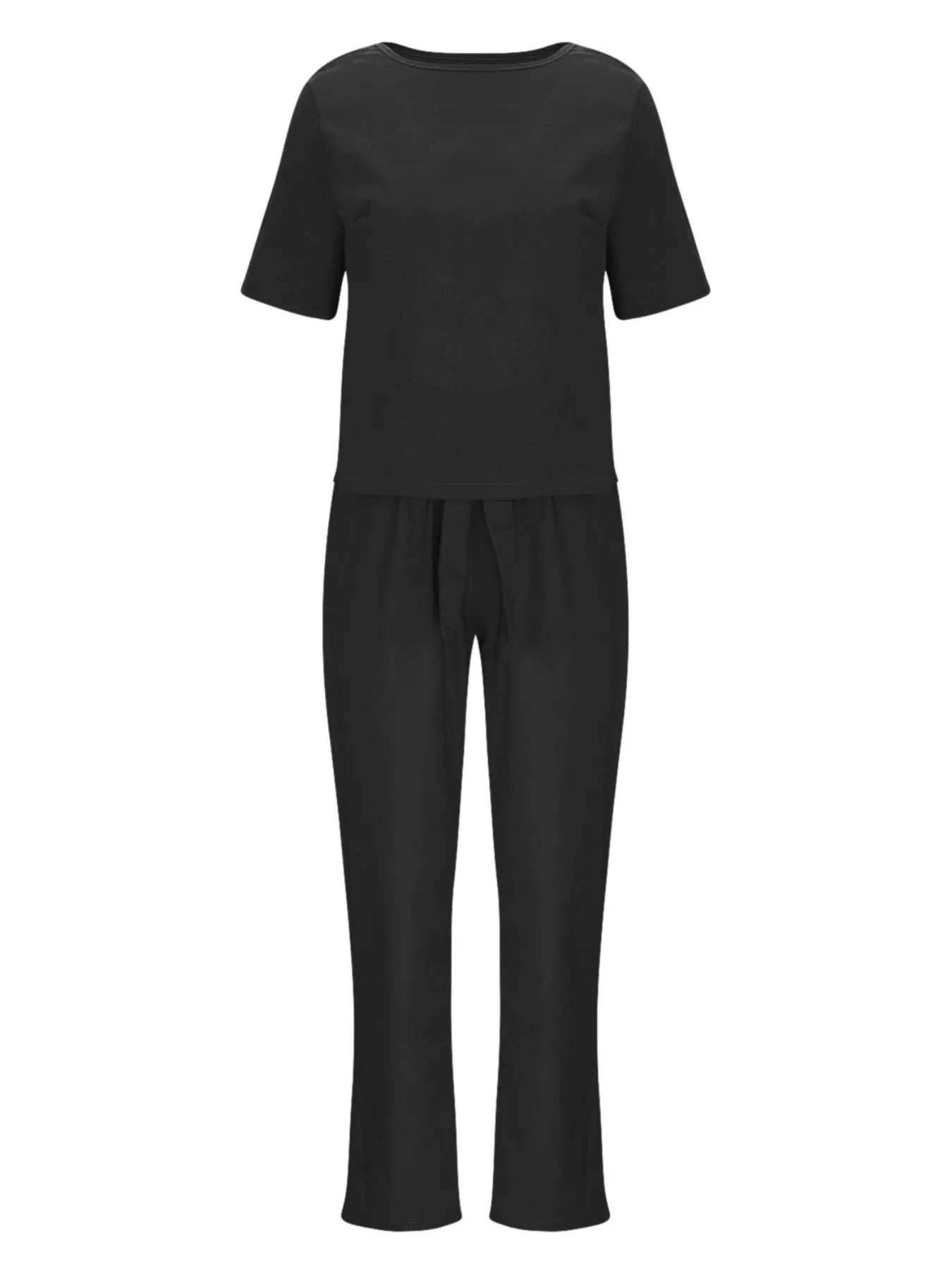 Full Size Round Neck Short Sleeve Top and Pants Set Plus Size - Velora Luxury Fashion