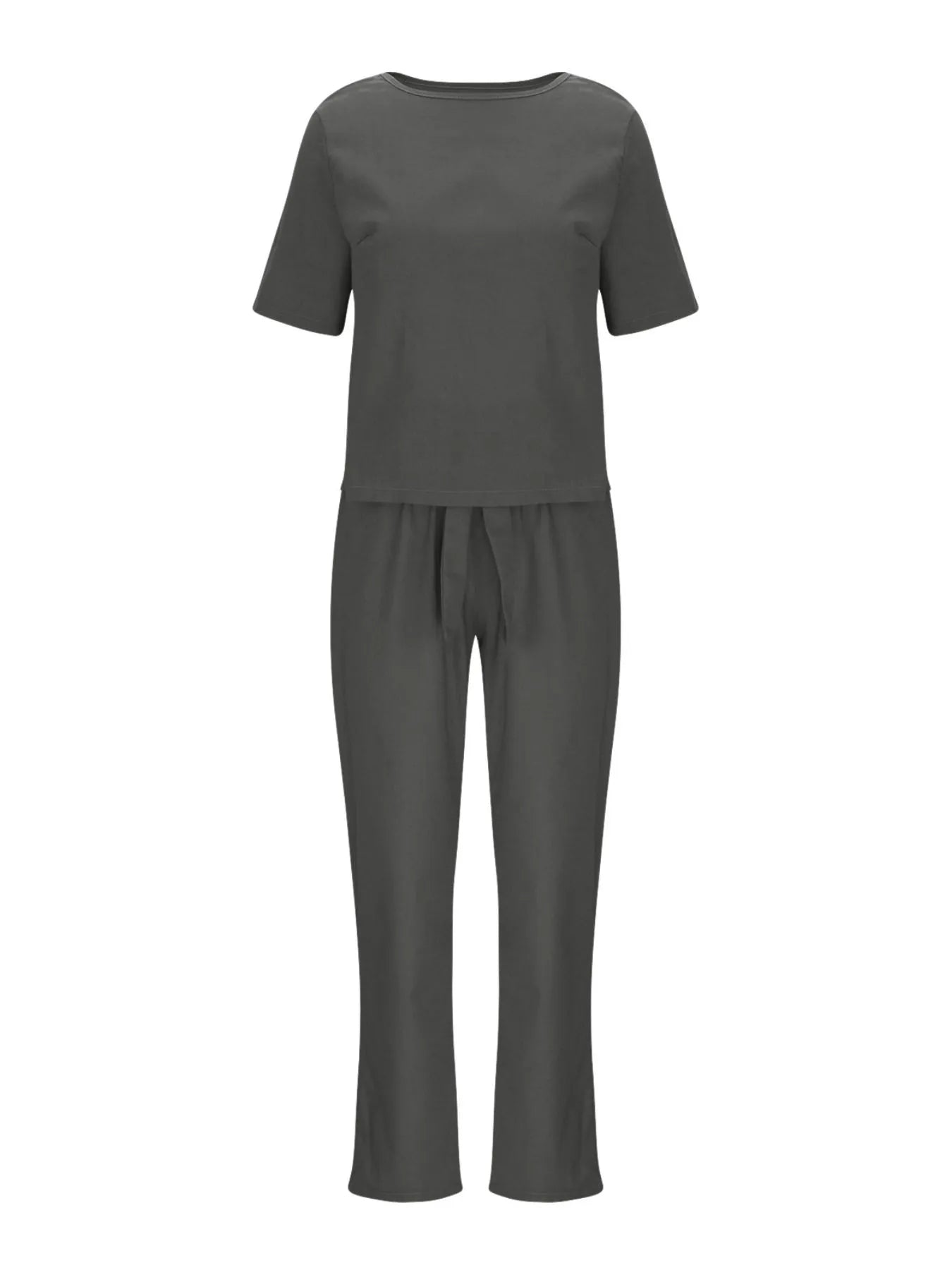 Full Size Round Neck Short Sleeve Top and Pants Set Plus Size - Velora Luxury Fashion