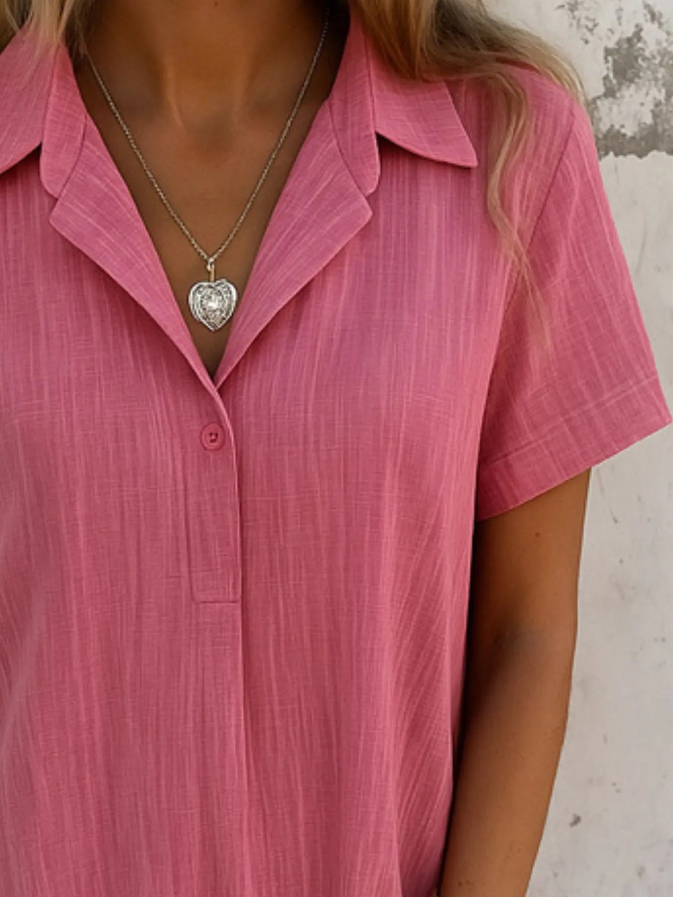 Full Size Short Sleeve Shirt Dress with Collar Plus Size - Velora Luxury Fashion