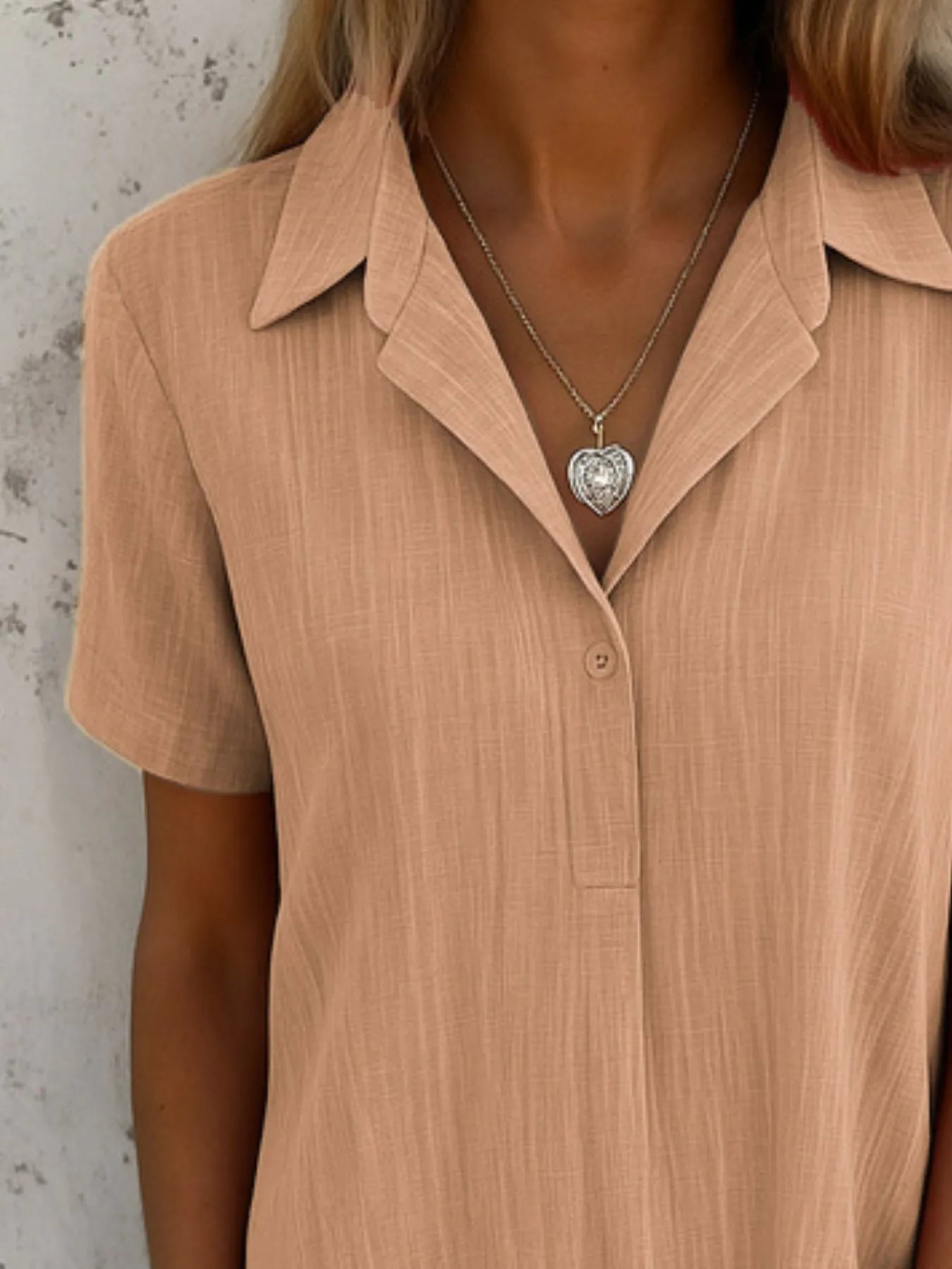 Full Size Short Sleeve Shirt Dress with Collar Plus Size - Velora Luxury Fashion