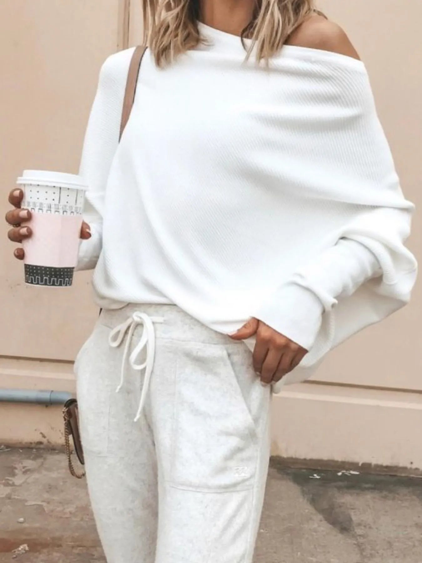 Full Size Single Shoulder Ribbed Knit Top Plus Size - Velora Luxury Fashion