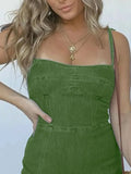 Full Size Slit Square Neck Denim Dress Plus Size - Velora Luxury Fashion