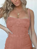 Full Size Slit Square Neck Denim Dress Plus Size - Velora Luxury Fashion