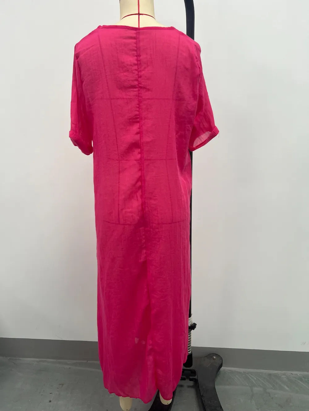 Full Size V-Neck Short Sleeve Midi Dress Plus Size - Velora Luxury Fashion