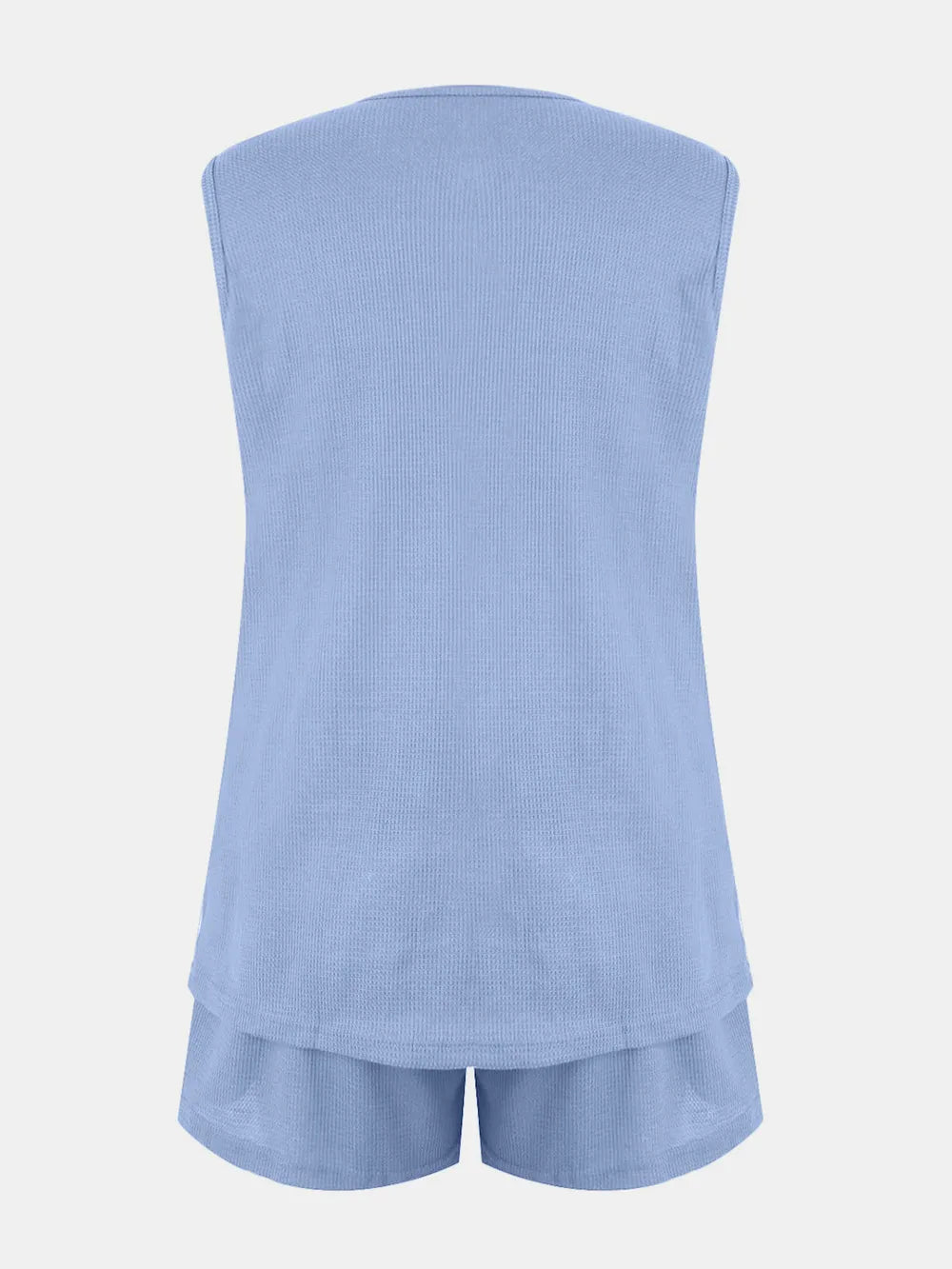 Full Size Waffle-Knit Notched Top and Shorts Set - Velora