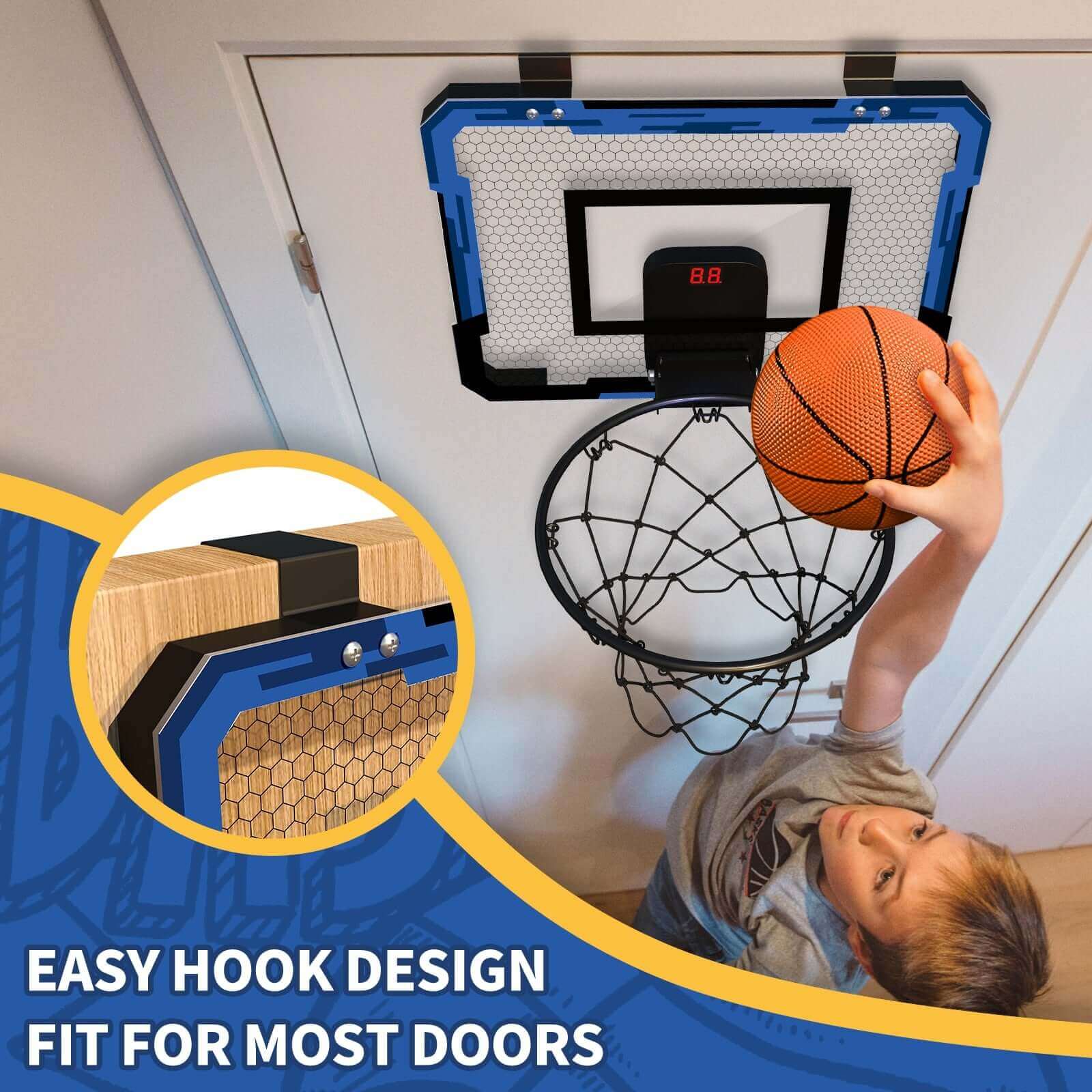 Fun and Active Playtime for Kids with our Foldable Wall-Mounted Basketball Hoop and Ball Set - Velora Luxury Fashion