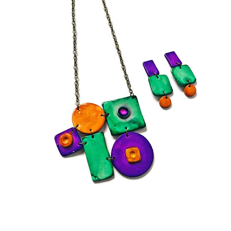Geometric Statement Necklaces in Turquoise, Purple & Yellow - Velora Luxury Fashion