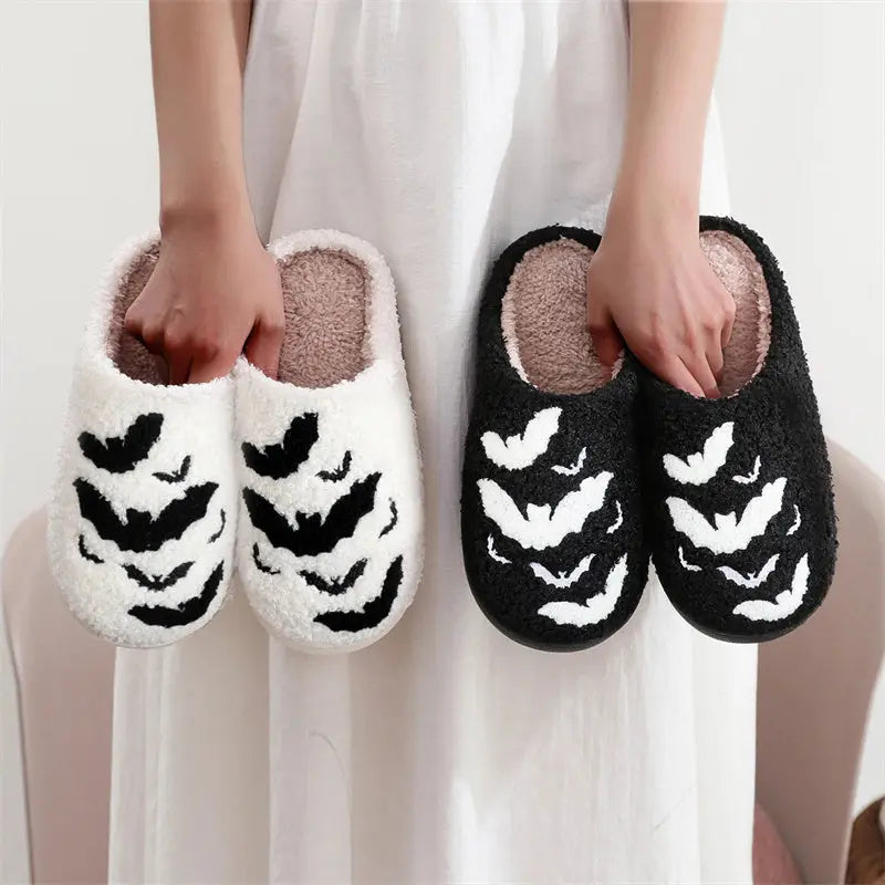 Funny Bat Slipper Halloween Pumpkin Flat Indoor House Shoes For Women Men Soft Plush Cozy Horror Fashion Halloween Gifts EX-STOCK Canada