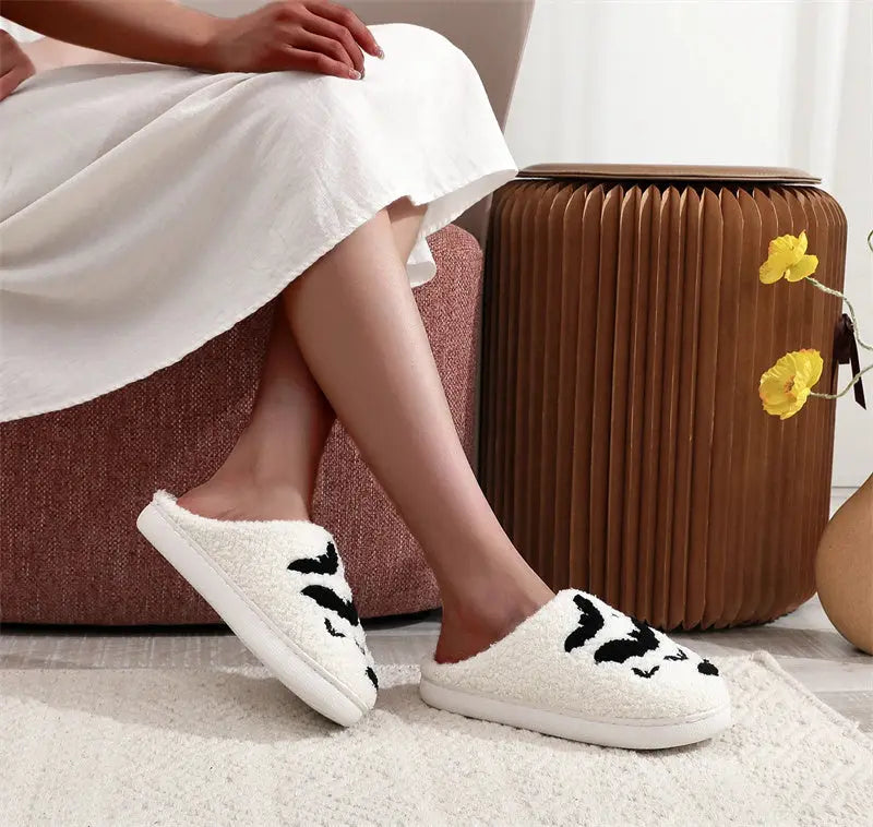 Funny Bat Slipper Halloween Pumpkin Flat Indoor House Shoes For Women Men Soft Plush Cozy Horror Fashion Halloween Gifts EX-STOCK Canada