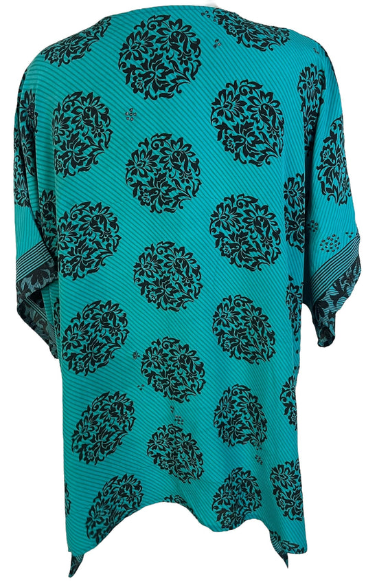 PRC7152 Avatar Pure Silk Long Tunic with Side Ties - Velora