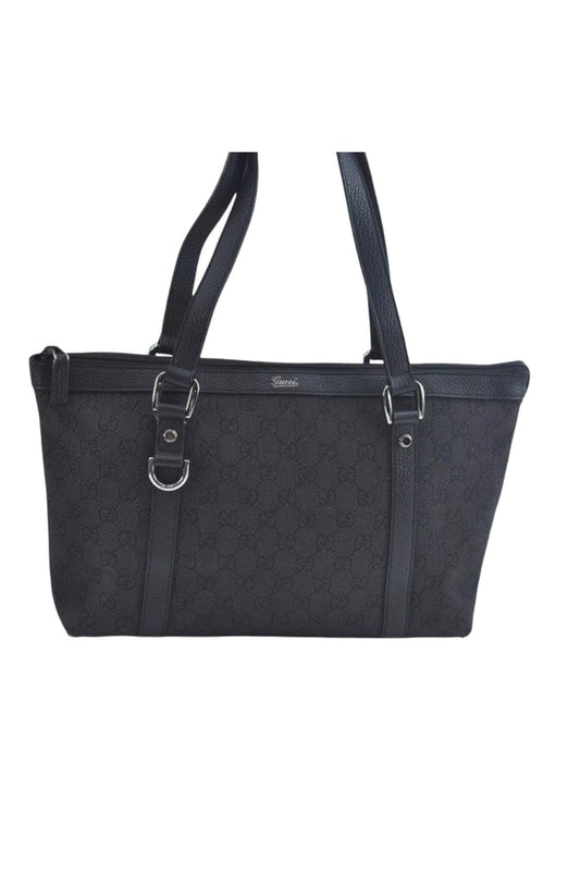 GUCCI Abbey Shoulder Tote Bag GG Canvas Leather 268640 Black L0797 - Velora Luxury Fashion