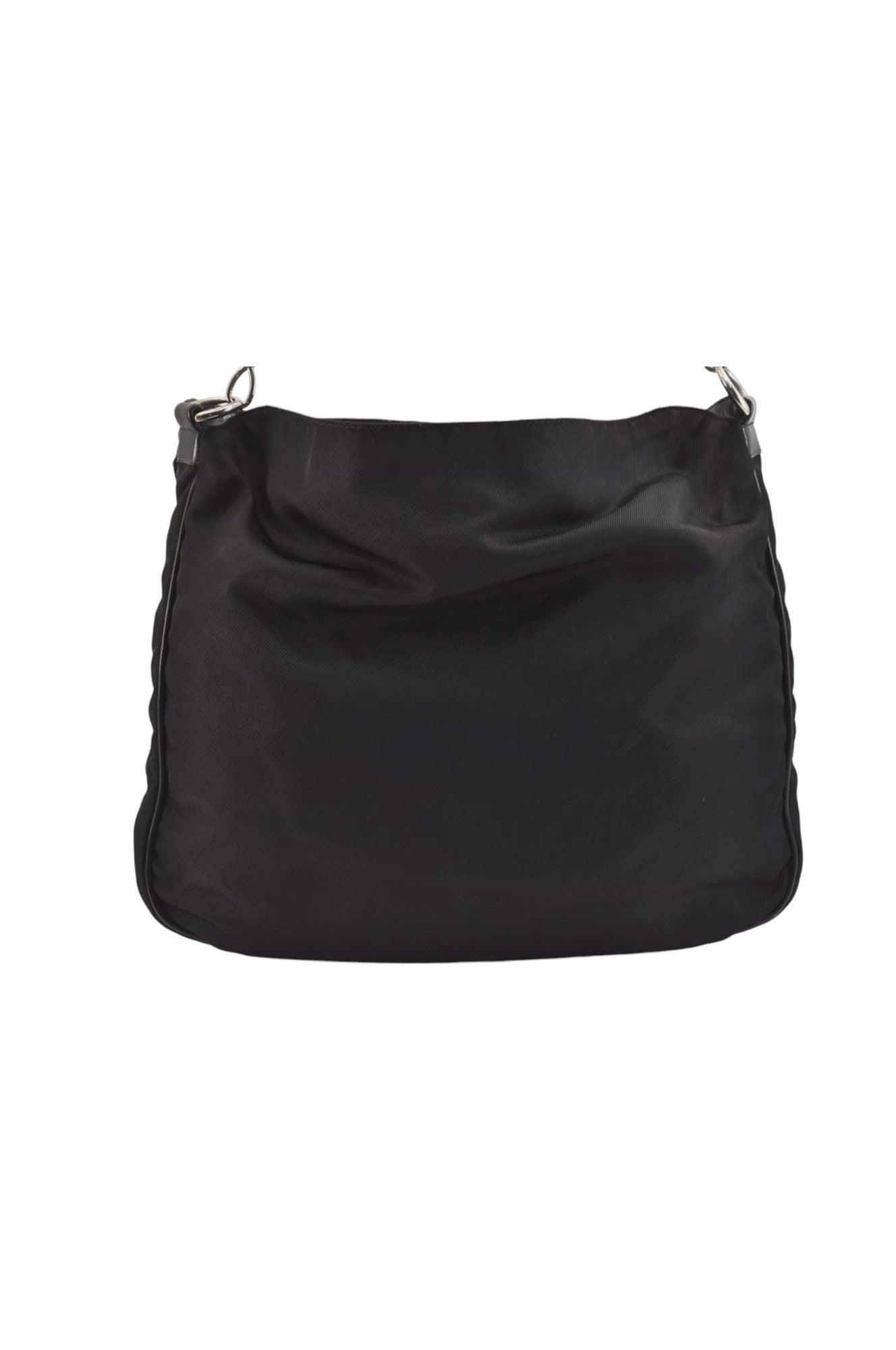 GUCCI Vintage Bamboo Shoulder Tote Bag Nylon Leather Black 7752K - Velora Luxury Fashion