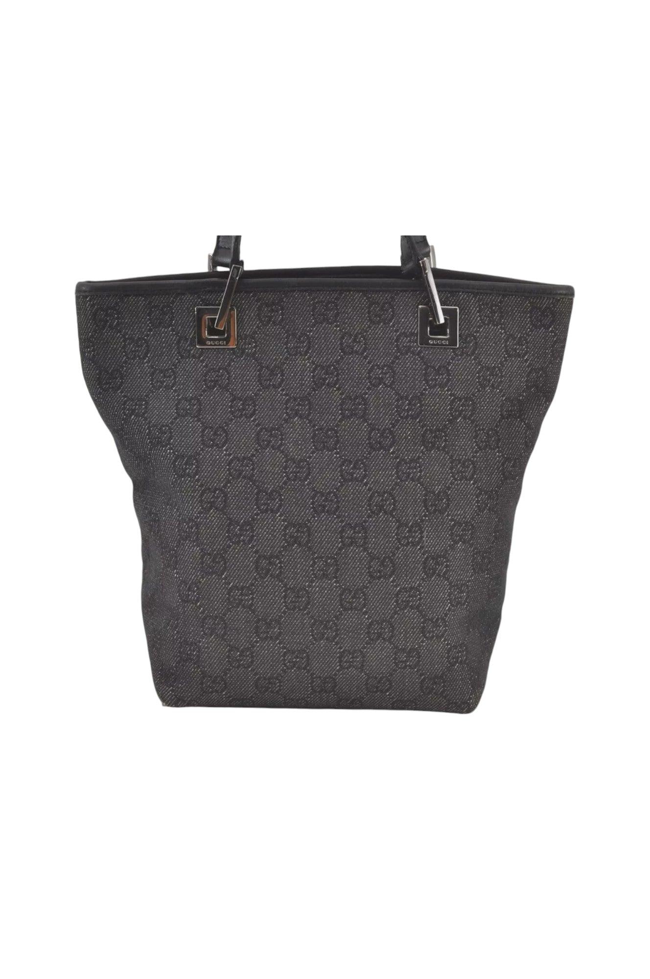 GUCCI Vintage Shoulder Tote Bag GG Canvas Leather 31244 Black 7900K - Velora Luxury Fashion