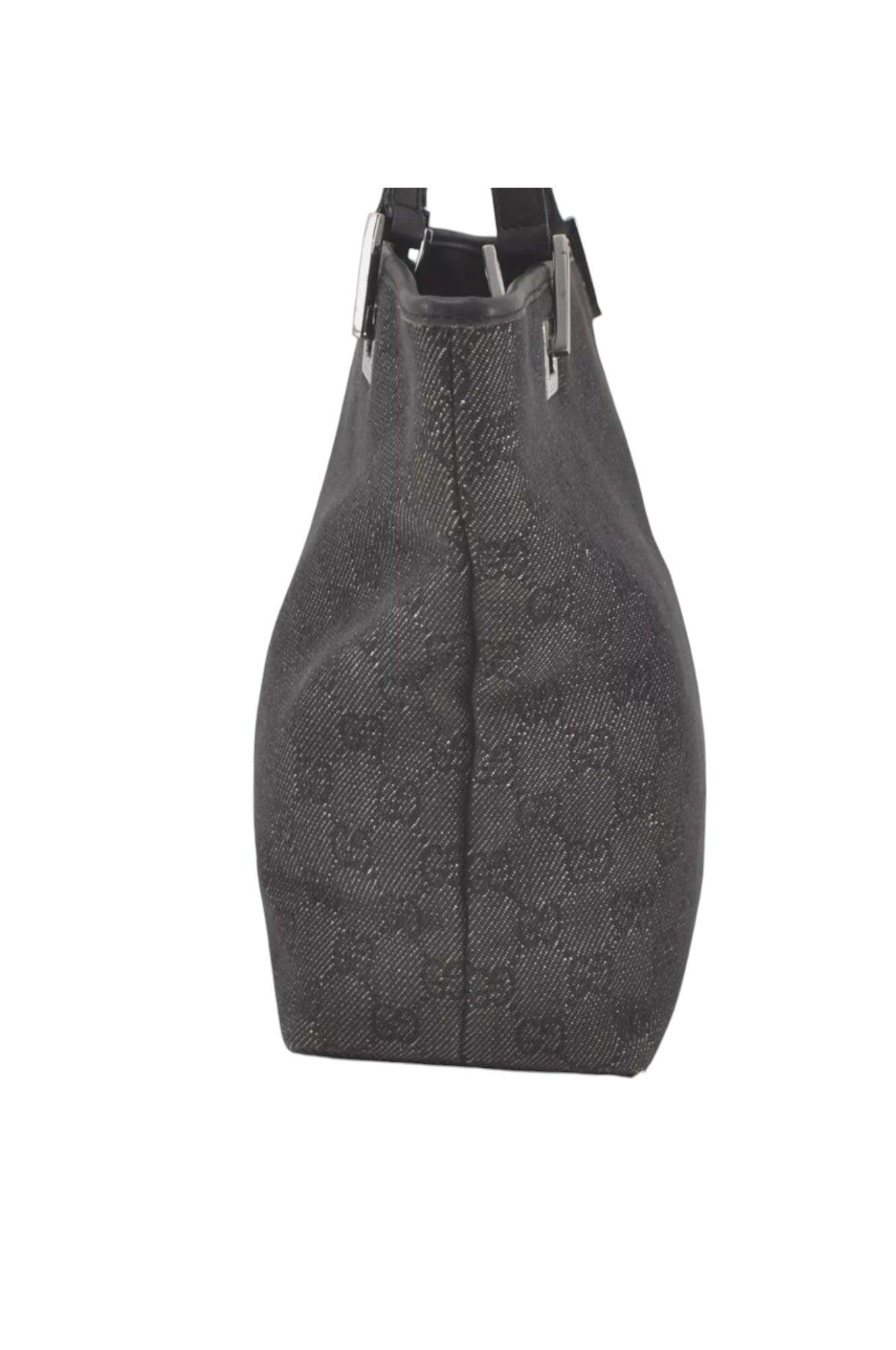 GUCCI Vintage Shoulder Tote Bag GG Canvas Leather 31244 Black 7900K - Velora Luxury Fashion