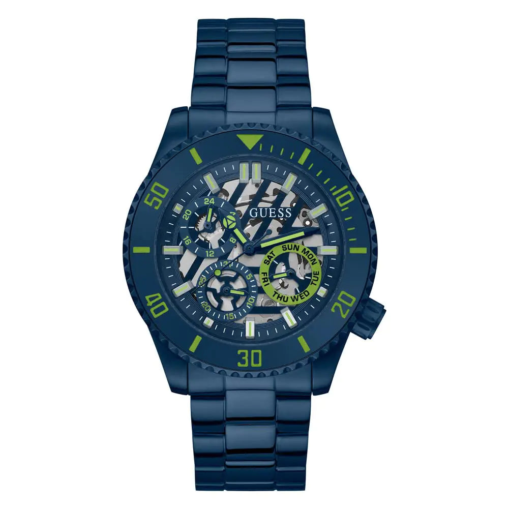 GUESS 45mm Navy Steel Quartz Watch - Velora Luxury Fashion