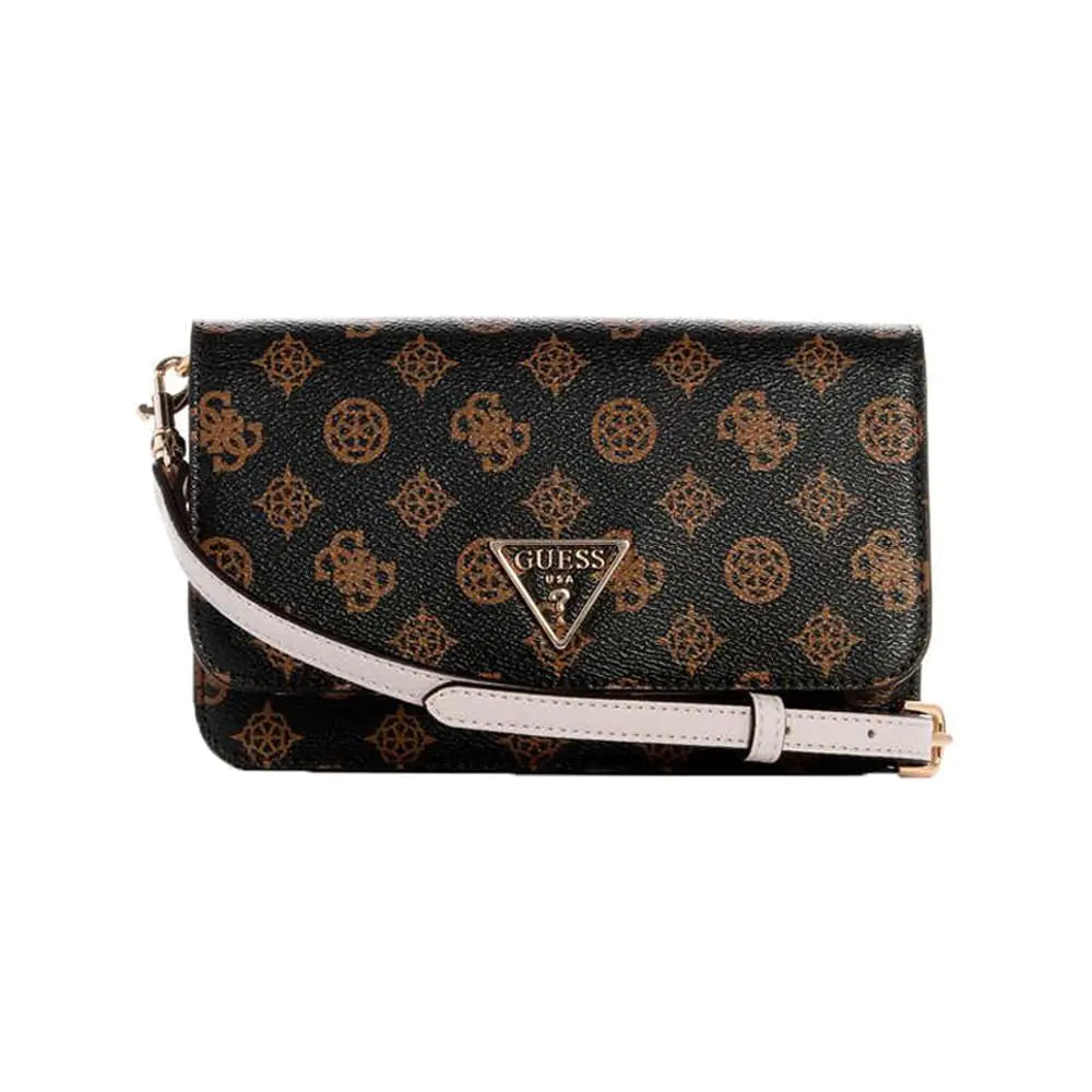 GUESS Noelle Crossbody Flap Organizer Black & Brown Logo - Velora Luxury Fashion