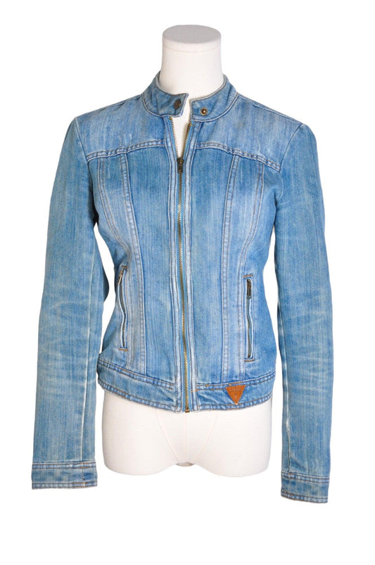 GUESS Women Denim Jackets Regular fit in Blue - S - Velora Luxury Fashion