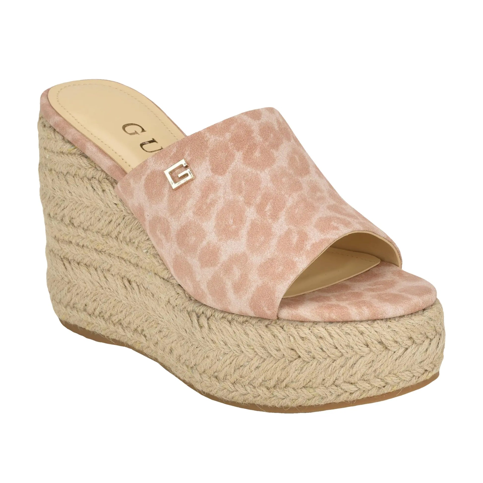 GUESS Womens EVBA Wedge Sandal Nude 110 8 - Velora Luxury Fashion
