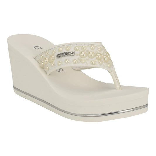 GUESS Womens SILUS Wedge Sandal White 140 7 - Velora Luxury Fashion