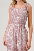 GeeGee Printed Tie Shoulder Wide Leg Jumpsuit - Velora Luxury Fashion