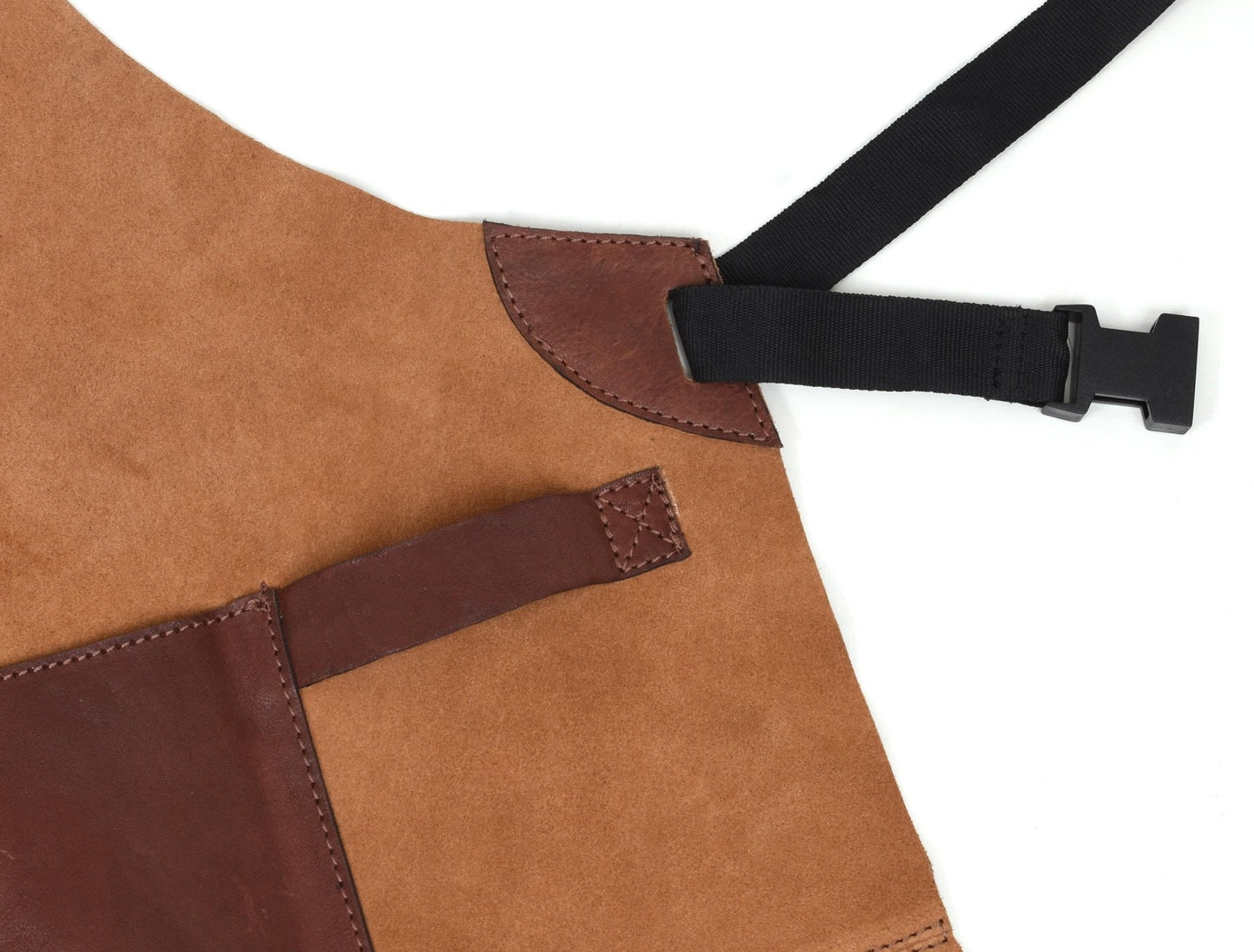 Genuine Leather Suede Apron -  Saddle Brown - Velora Luxury Fashion