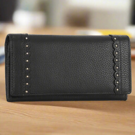 Genuine Leather Wallet with Studded Accent Boutique of Leathers/Open Road