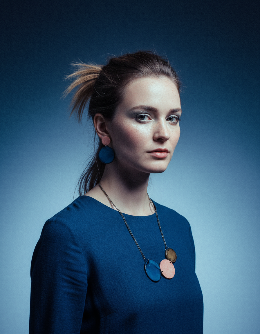 Three Circle Necklace in Denim Blue, Dusty Pink & Grey - Velora Luxury Fashion