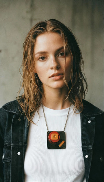 Abstract Geometric Pendant Necklace Handmade - Velora Luxury Fashion