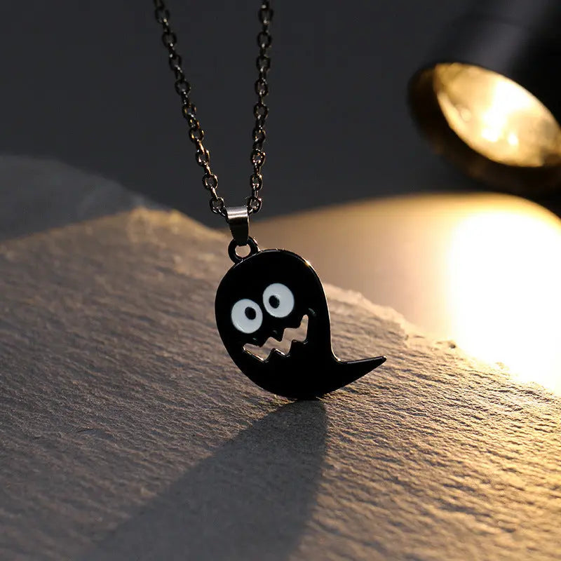 Ghost Festival Ghost Skull Bat Pumpkin Head Pendant Necklace - Velora